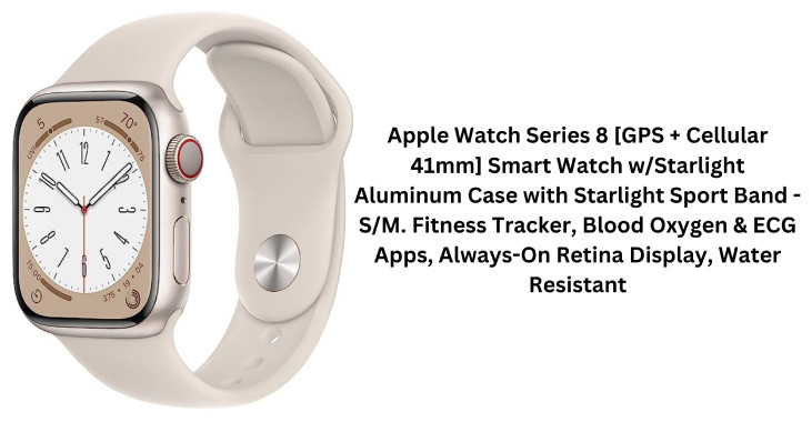 Apple Watch Series 8 [GPS + Cellular 41mm] Smart Watch w/Starlight Aluminum Case with Starlight Sport Band - S/M. Fitness Tracker, Blood Oxygen & ECG Apps, Always-On Retina Display, Water Resistant