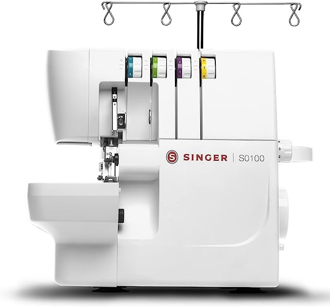 SINGER S0100 Serger Overlock Machine With Included Accessory Kit - 2/3/4 Thread Capacity - 1300 SPM - Free Arm, White